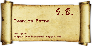 Ivanics Barna névjegykártya